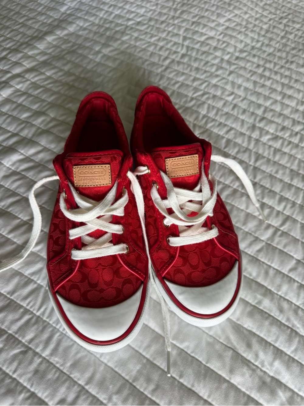 coach barrett signature canvas red sneakers size 7.5b - Picture 8 of 8